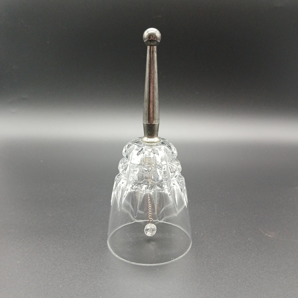 Princess House Lead Crystal Hand Bell Silverplate Handle Made in France​​​